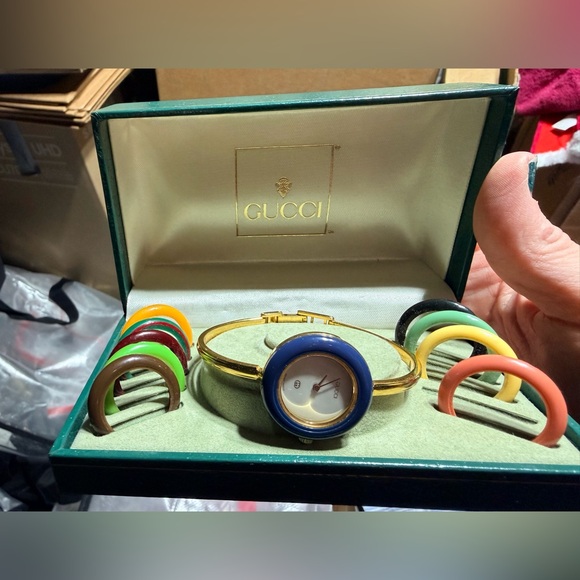 Gucci Accessories - Gucci Gold Watch with Colorful Bezels